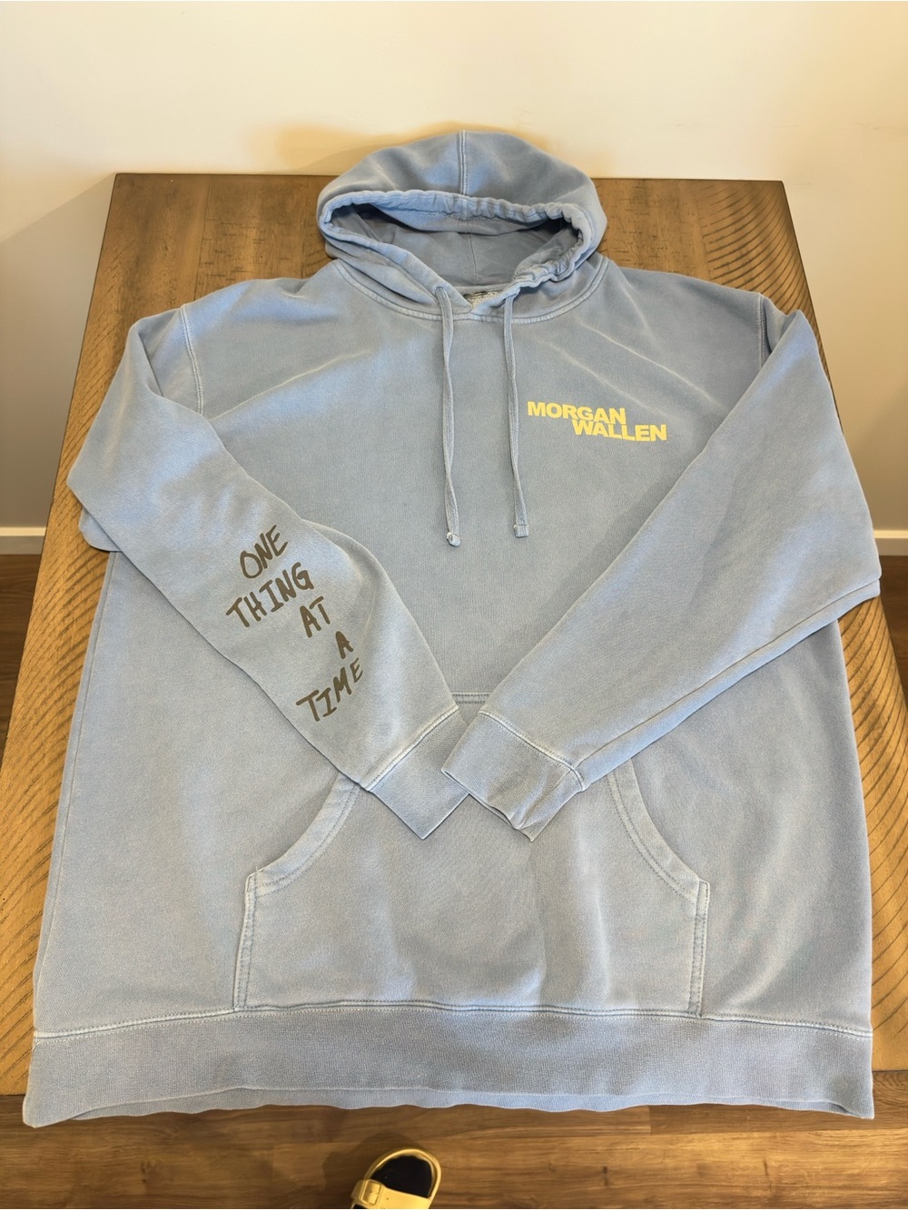 Morgan Wallen Light Blue Crewneck Hoodie - Front Logo & Sleeve Graphic